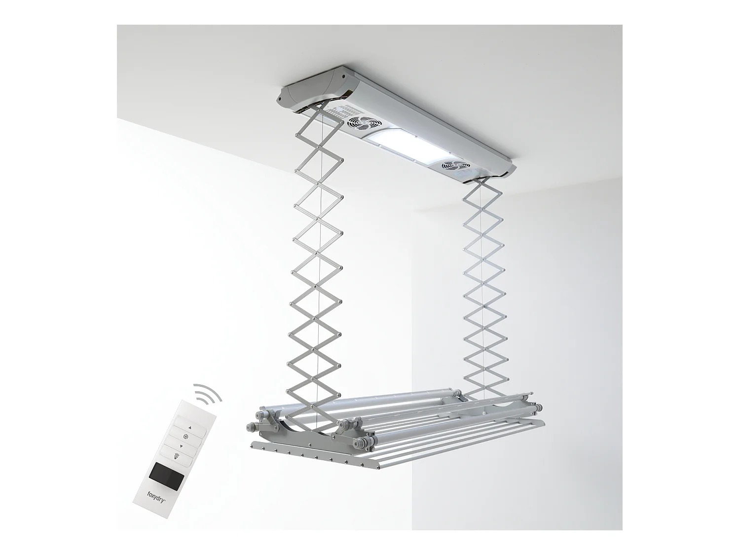 Séchoir électrique de plafond en aluminium avec télécommande – gris – 122x57x30 cm Air 120