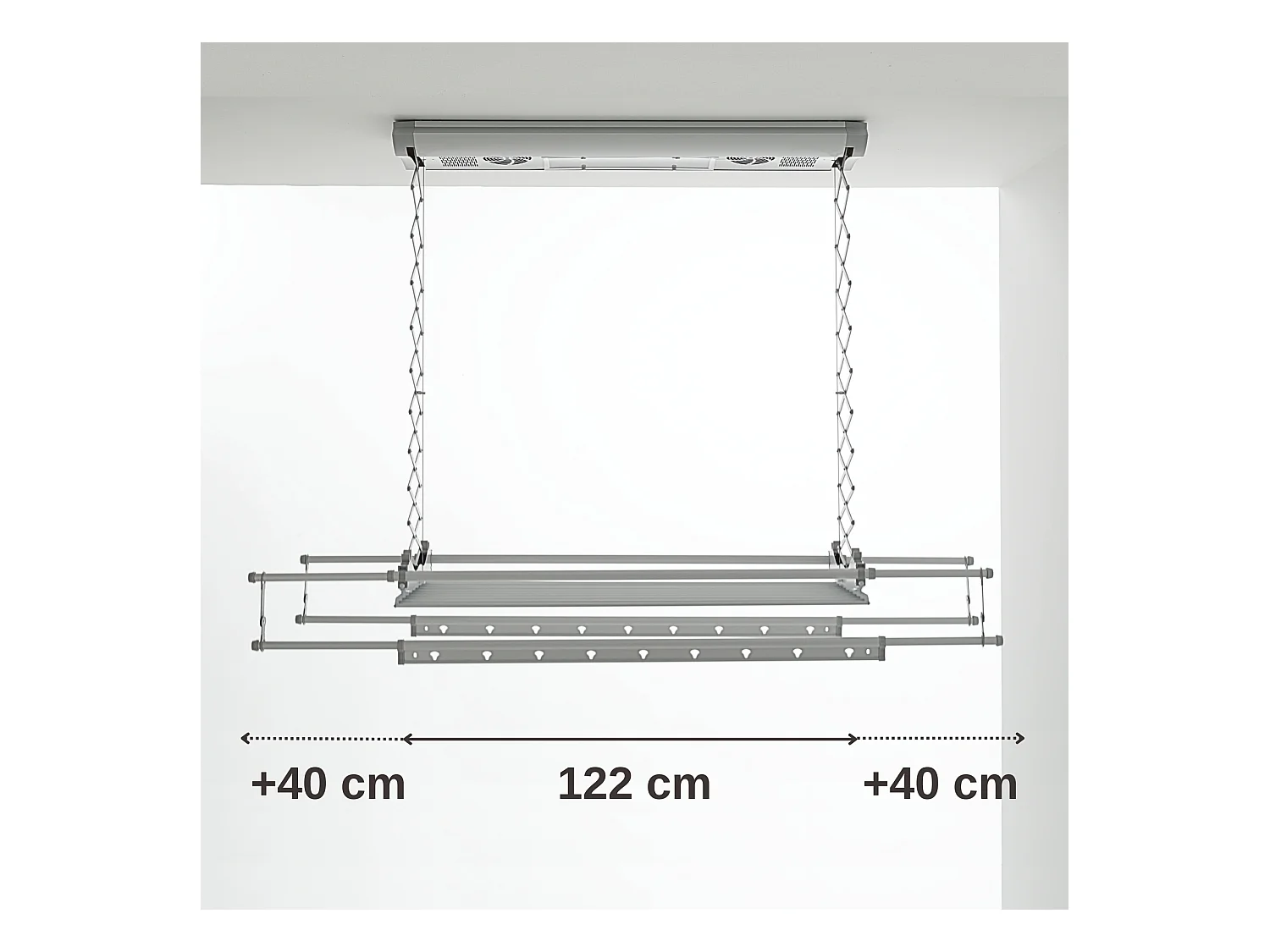 Séchoir électrique de plafond en aluminium avec télécommande – gris – 122x57x30 cm Air 120