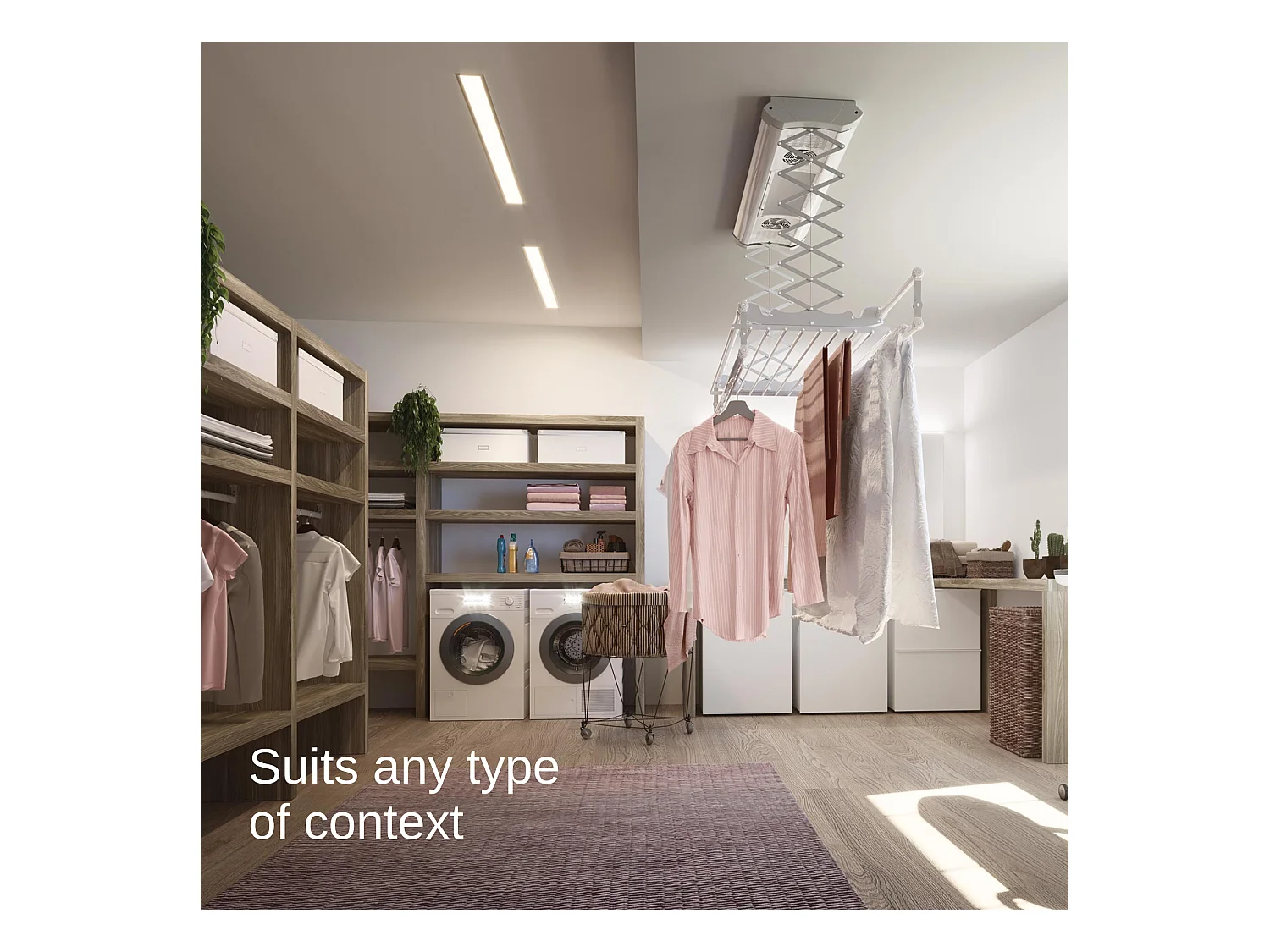 Séchoir électrique de plafond en aluminium avec télécommande – gris – 122x57x30 cm Air 120