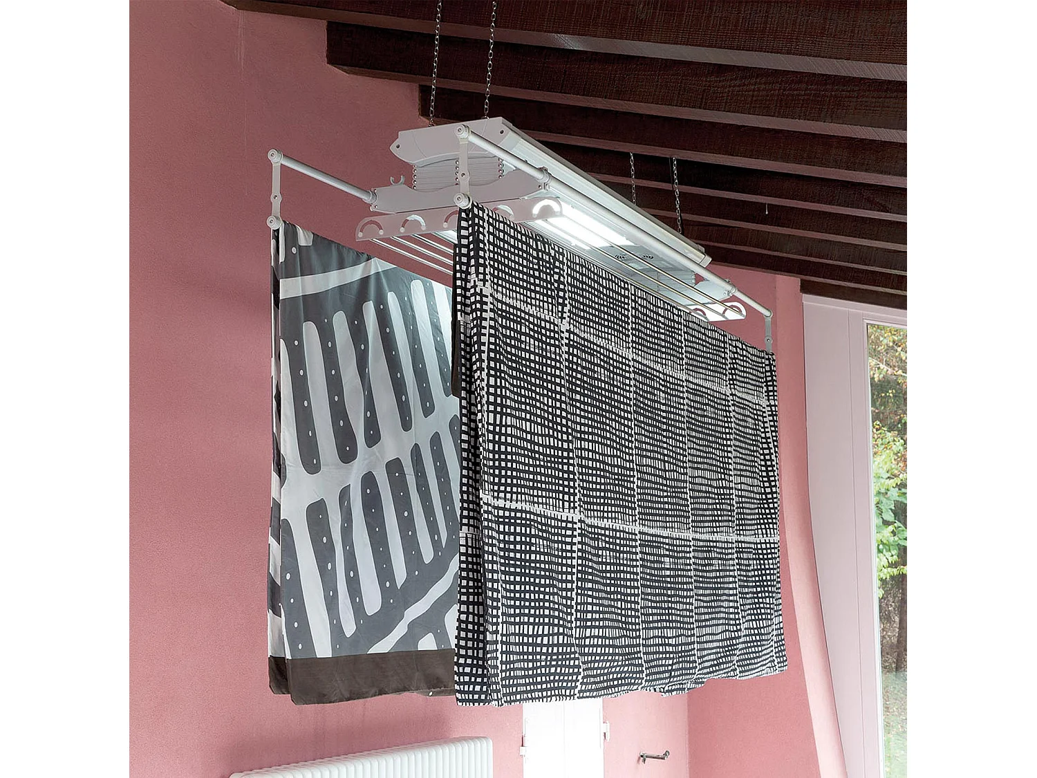 Séchoir électrique de plafond en aluminium avec télécommande – gris – 122x57x30 cm Air 120