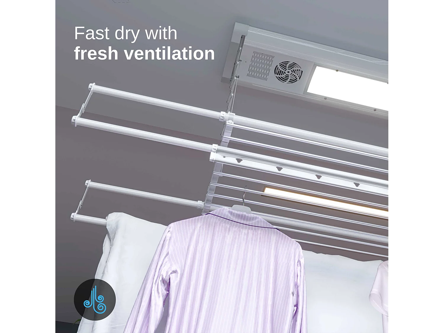 Séchoir électrique de plafond en aluminium avec télécommande – gris – 122x57x30 cm Air 120