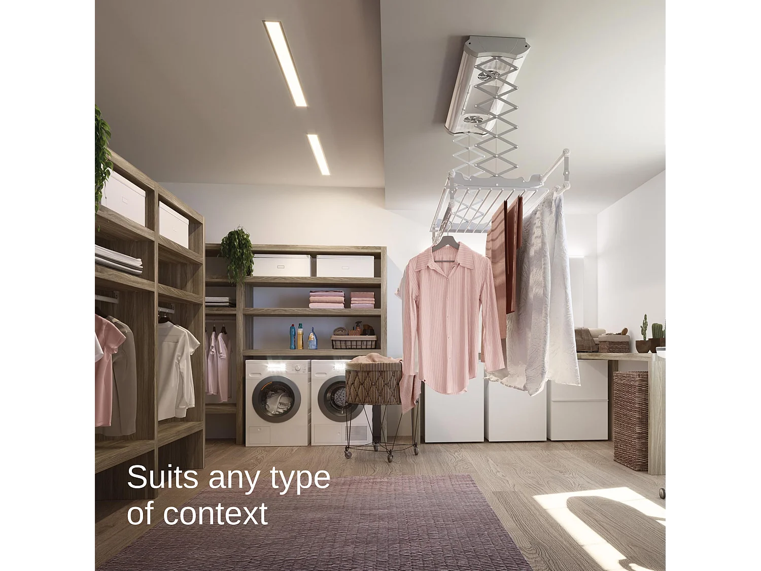 Séchoir électrique de plafond en aluminium avec télécommande – gris – 122x57x30 cm Air 120