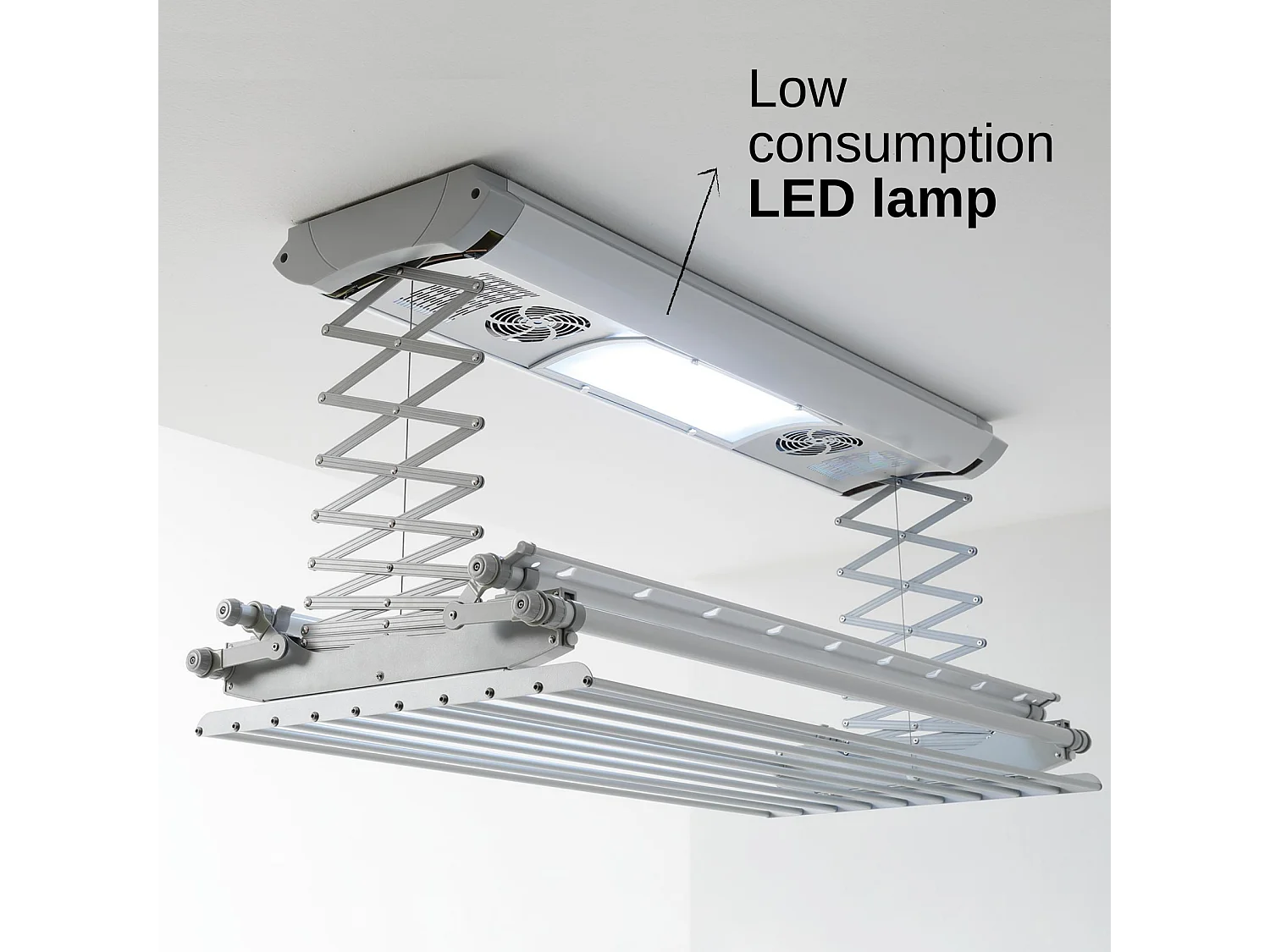 Séchoir électrique de plafond en aluminium avec télécommande – gris – 122x57x30 cm Air 120