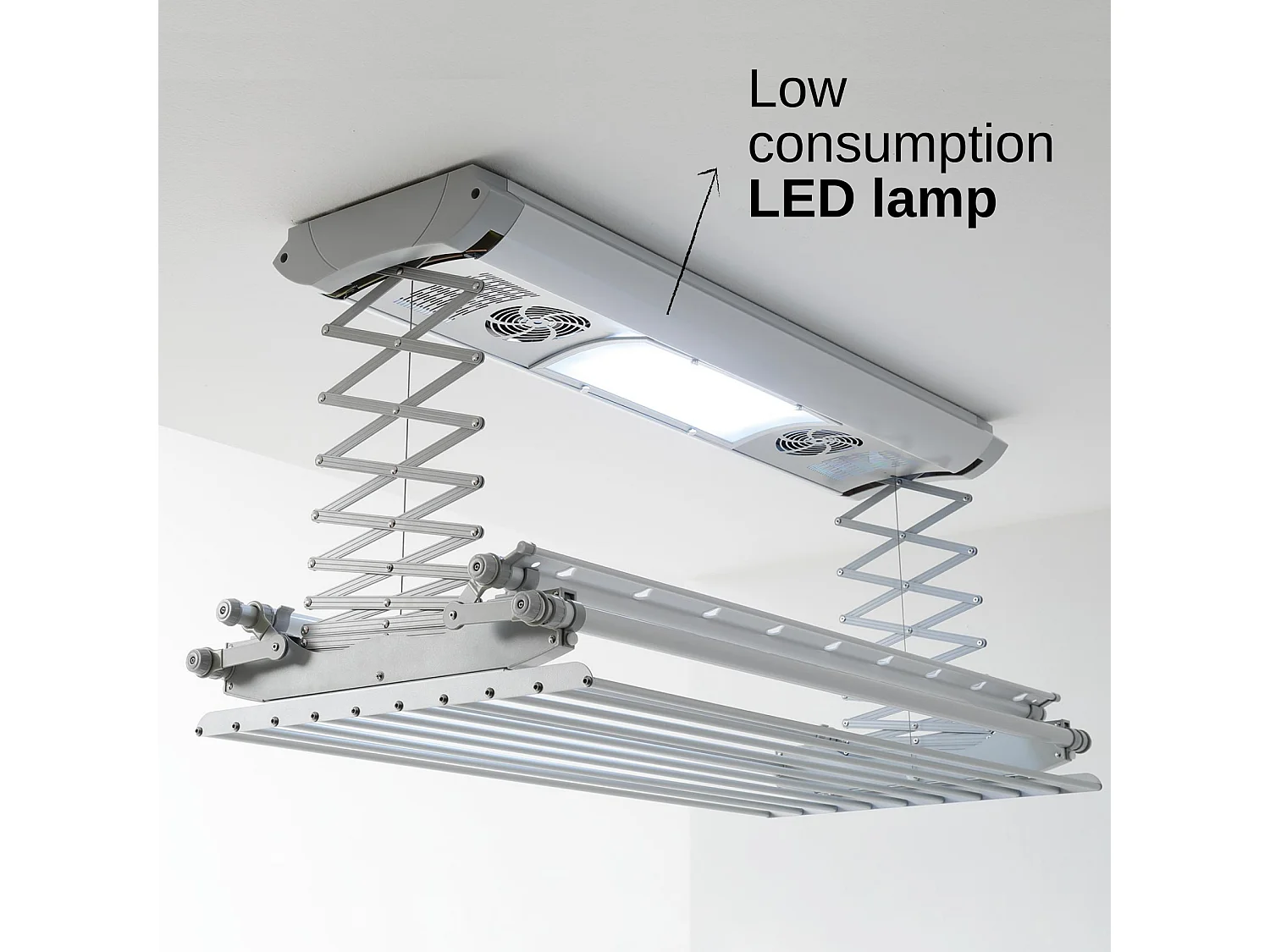 Séchoir électrique de plafond en aluminium avec télécommande – gris – 122x57x30 cm Air 120