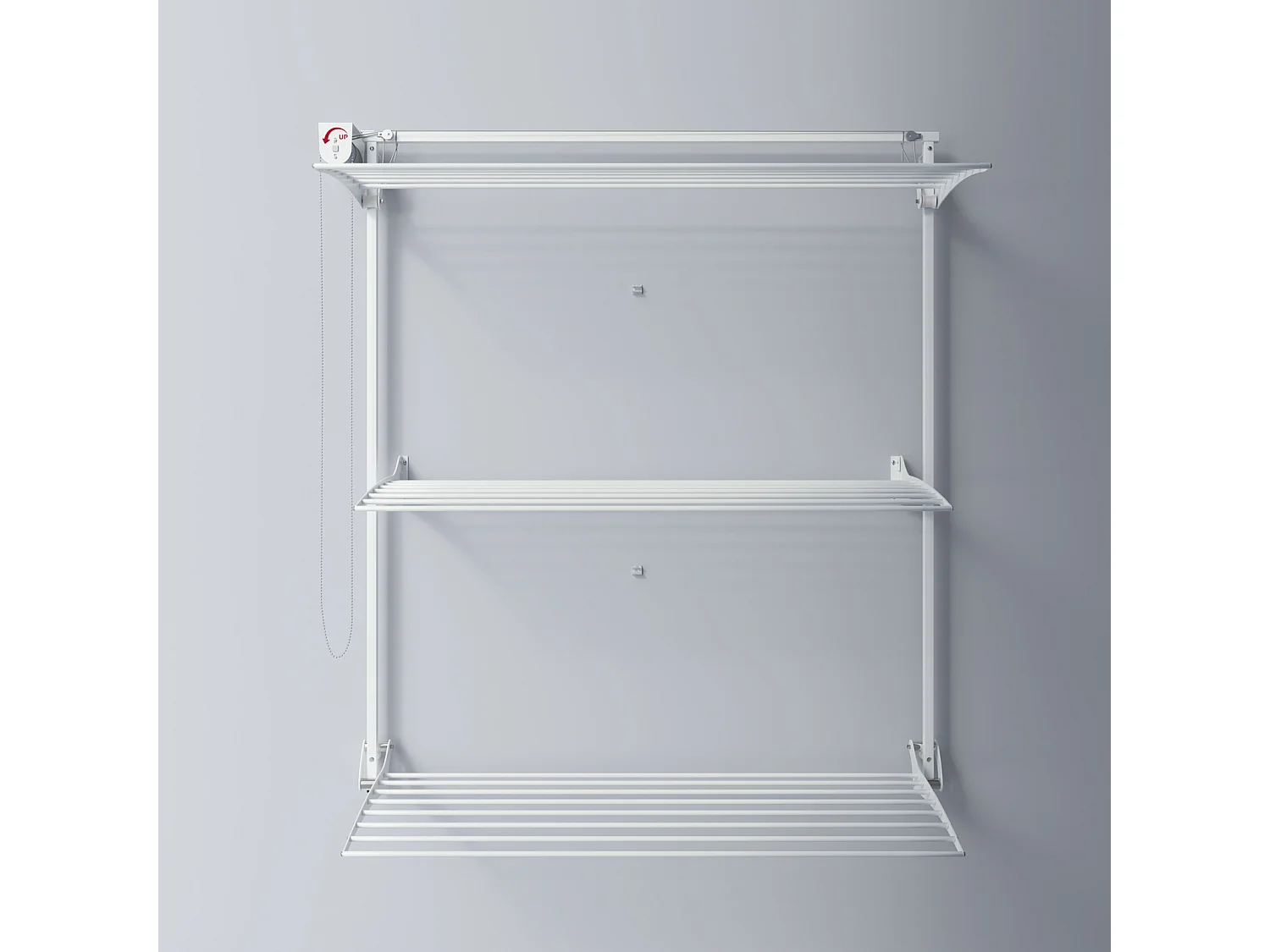 Étendoir mural 3 grilles pliable et réglable en hauteur – blanc – 152x52x137 cm Tower