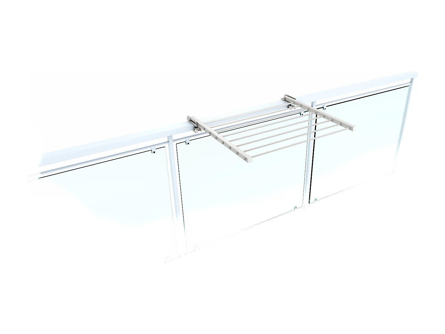 Étendoir balcon pliable et inclinable aluminium résistant – blanc – 62x63x8 cm DUO