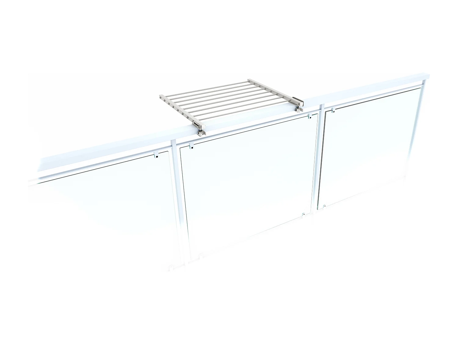 Étendoir balcon pliable et inclinable aluminium résistant – blanc – 62x63x8 cm DUO