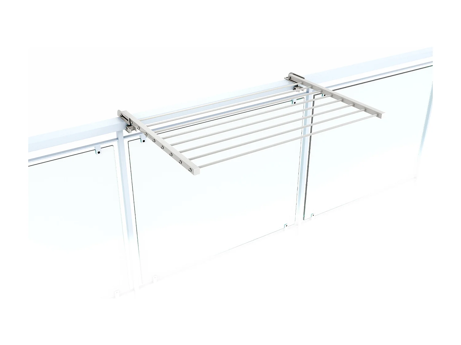 Étendoir balcon pliable et inclinable aluminium résistant – blanc – 62x63x8 cm DUO