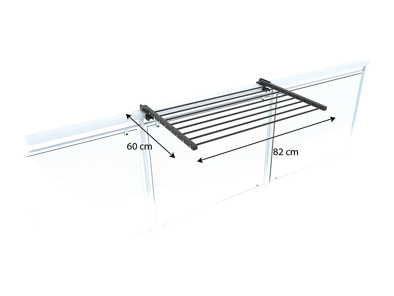 Étendoir balcon pliable et inclinable anti-rouille – antracite – 82x63x8 cm DUO
