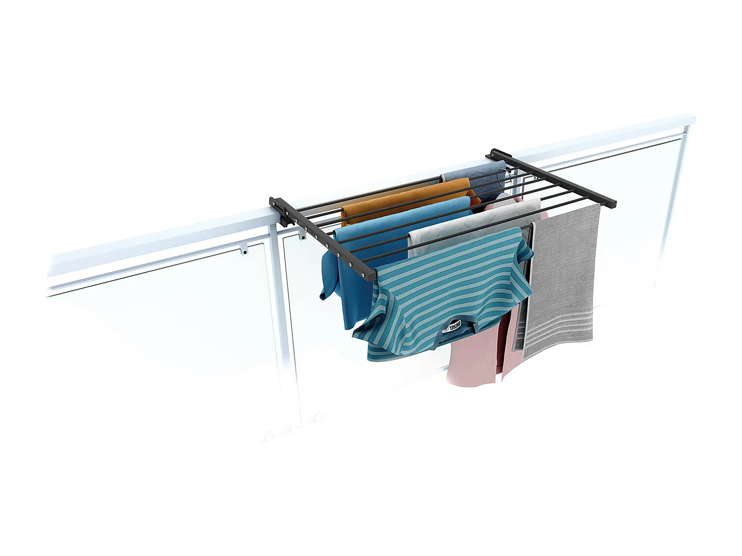 Étendoir balcon pliable et inclinable anti-rouille – antracite – 82x63x8 cm DUO