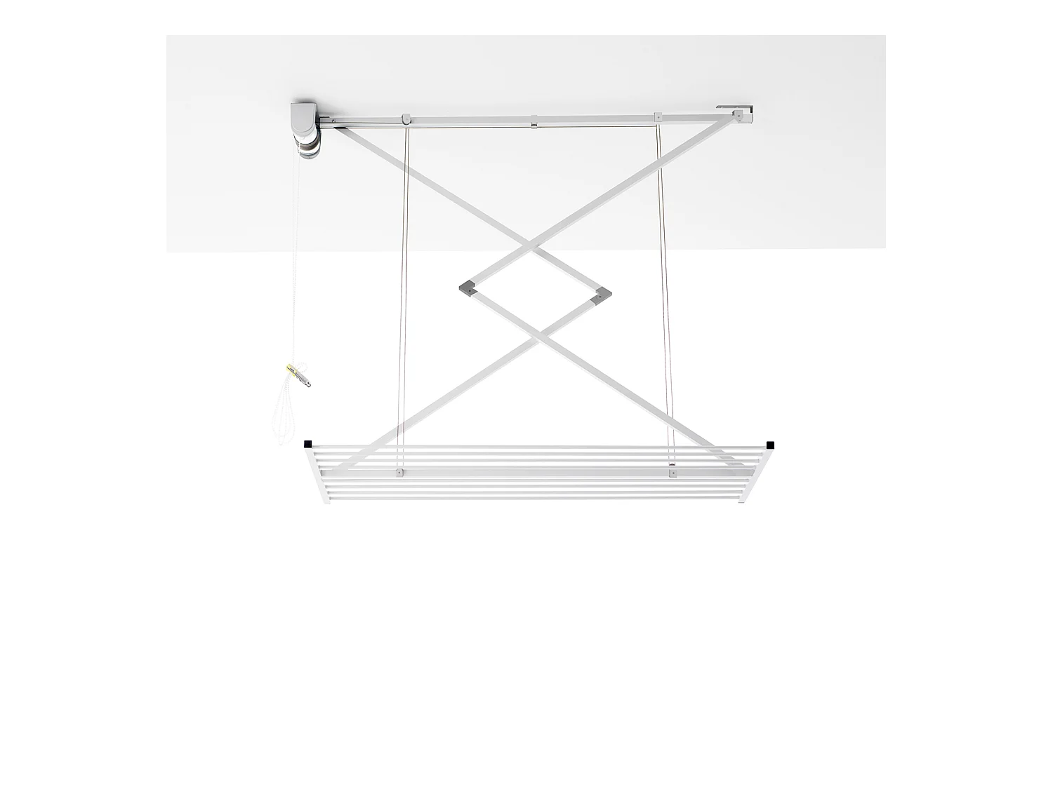Étendoir de plafond manuel en aluminium résistant – blanc – 152x54x25 cm Mini 150