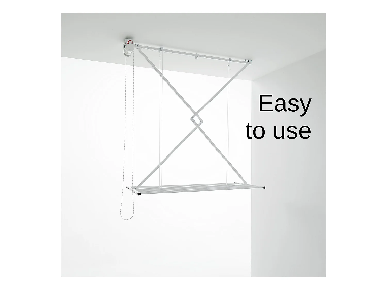 Étendoir de plafond manuel en aluminium résistant – blanc – 152x54x25 cm Mini 150