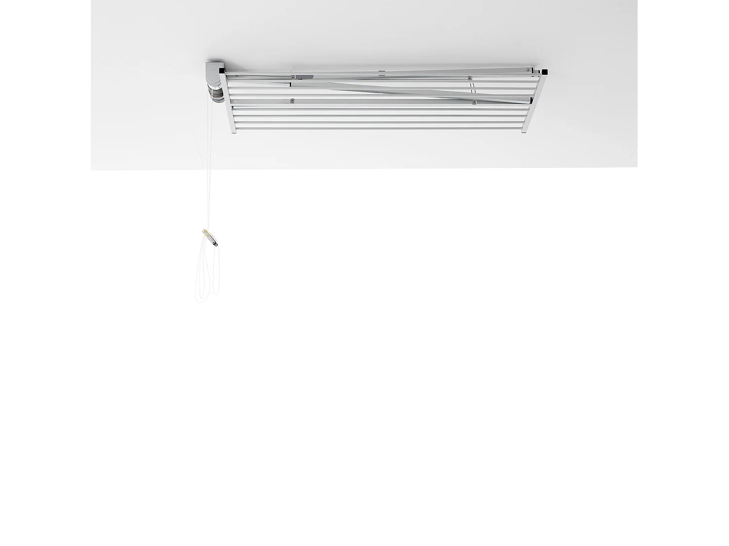 Étendoir de plafond manuel en aluminium résistant – blanc – 152x54x25 cm Mini 150