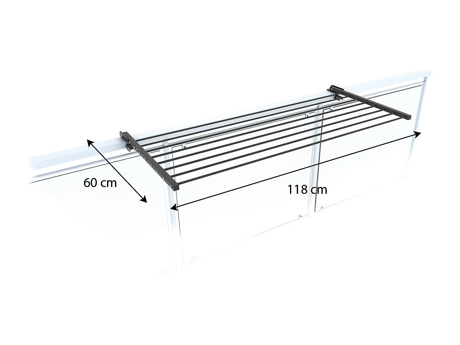Étendoir balcon pliable et inclinable aluminium résistant – antracite – 118x63x8 cm DUO
