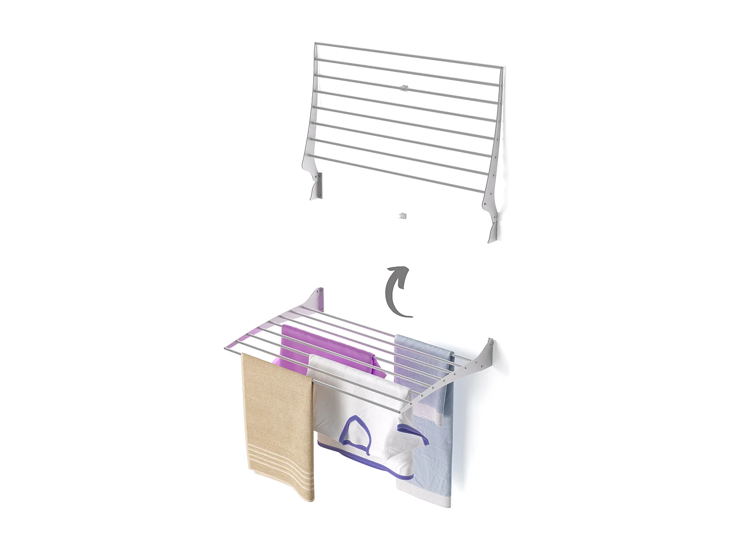 Étendoir à linge mural pour intérieur et extérieur – gris – 82x50x10 cm Fold 80