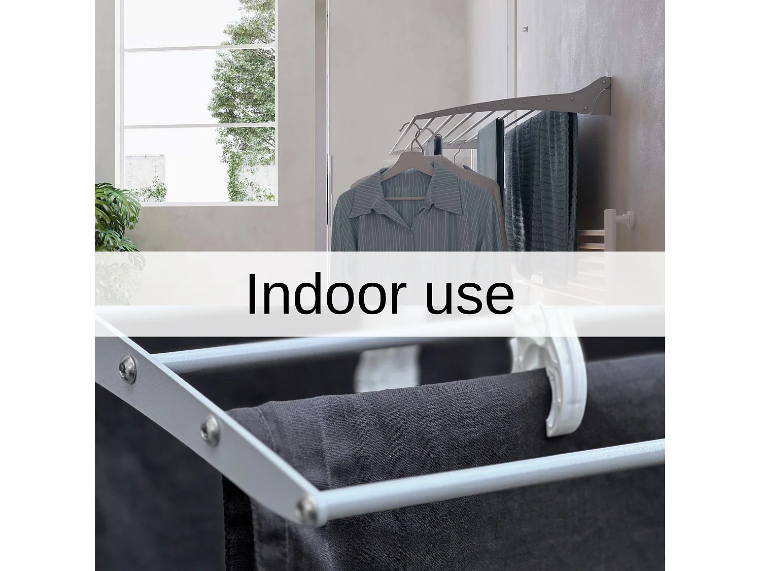 Étendoir à linge mural pour intérieur et extérieur – gris – 82x50x10 cm Fold 80