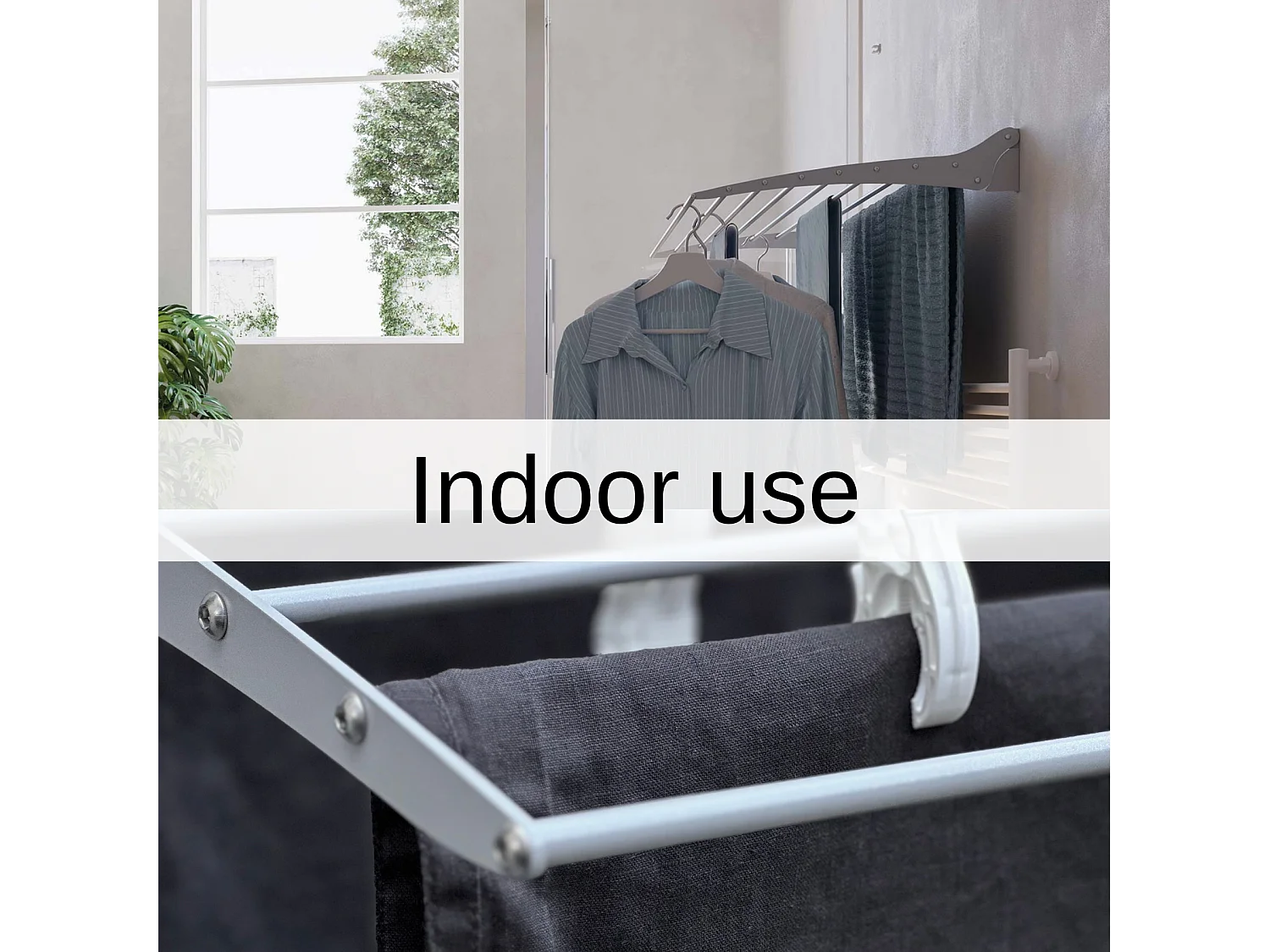 Étendoir à linge mural pour intérieur et extérieur – gris – 82x50x10 cm Fold 80