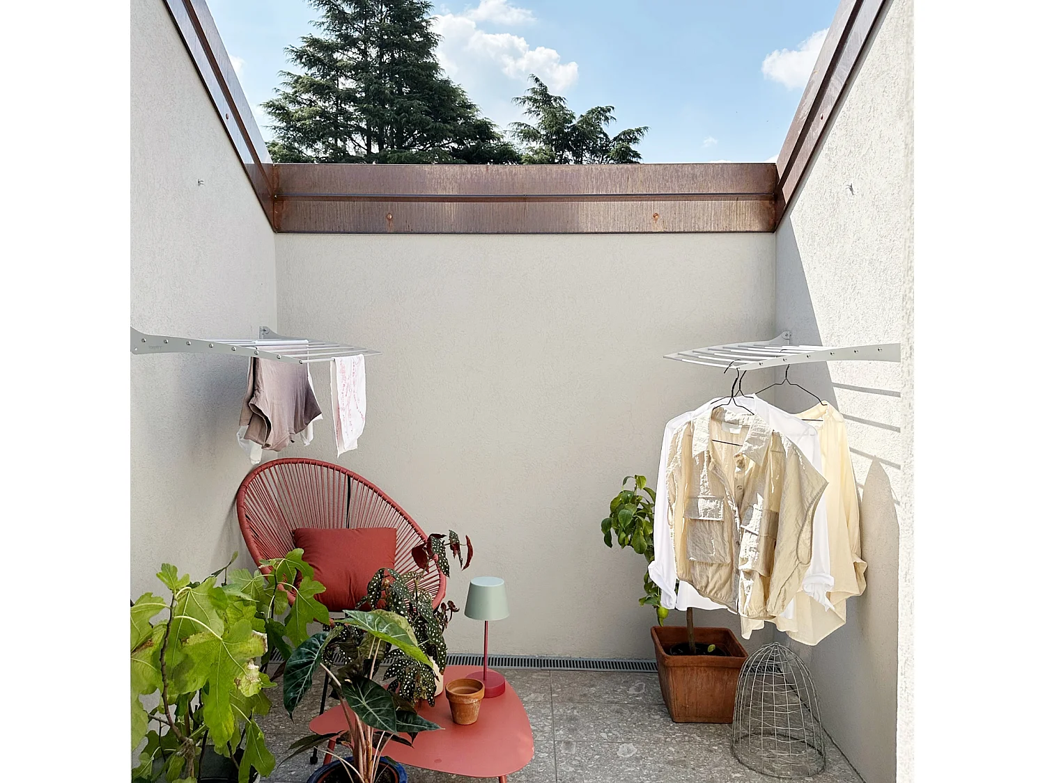 Étendoir à linge mural pour intérieur et extérieur – gris – 82x50x10 cm Fold 80