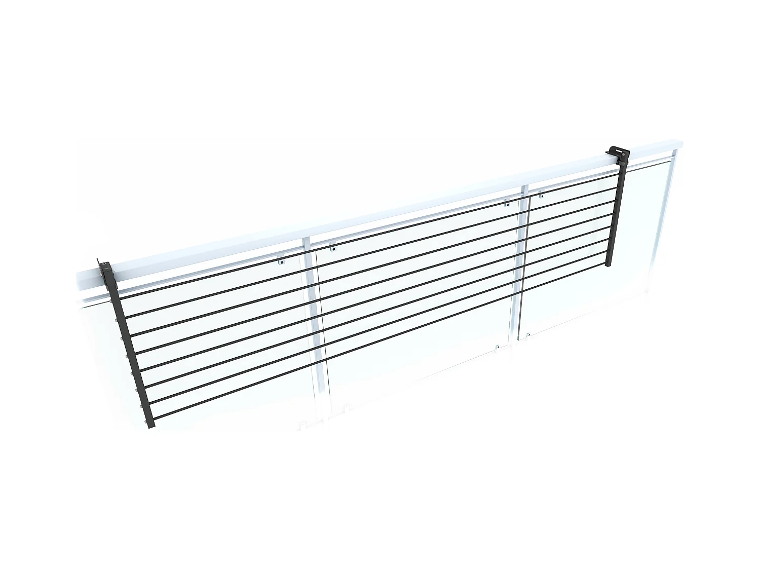 Étendoir balcon pliable et inclinable pour extérieur – antracite – 202x63x8 cm DUO