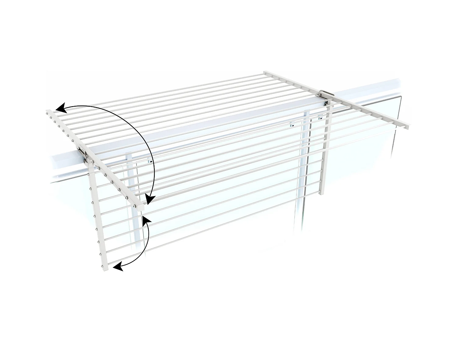 Étendoir balcon pliable et inclinable aluminium résistant – blanc – 118x63x8 cm DUO