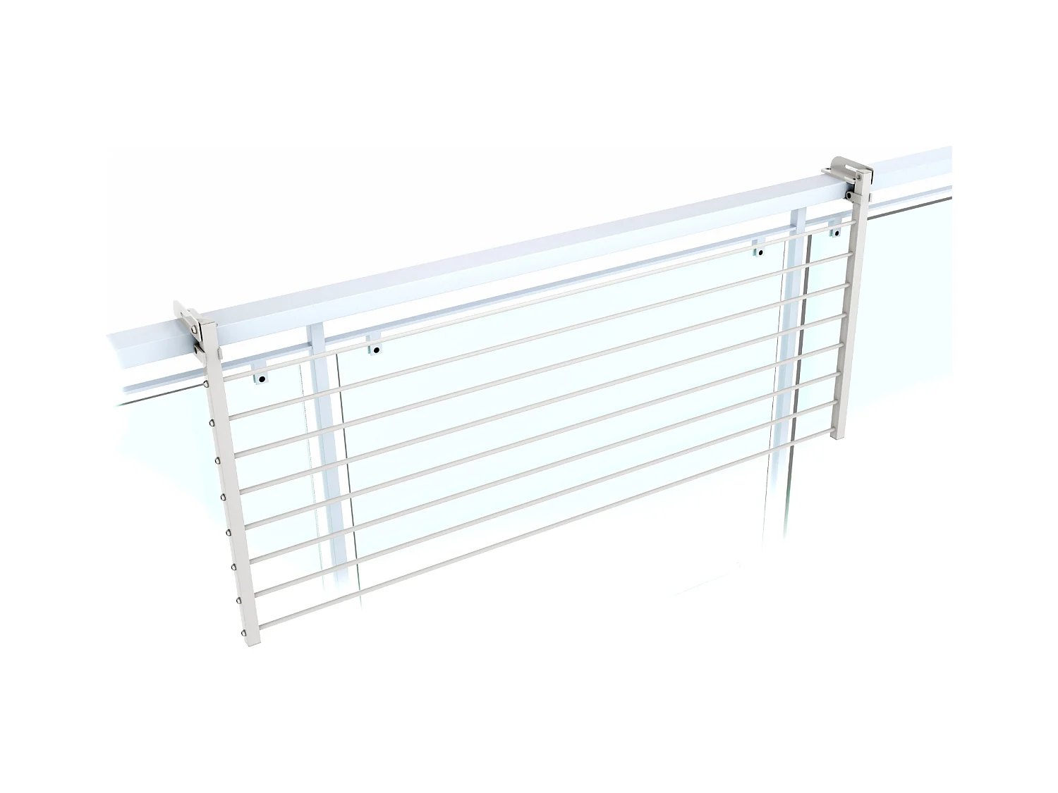 Étendoir balcon pliable et inclinable aluminium résistant – blanc – 118x63x8 cm DUO