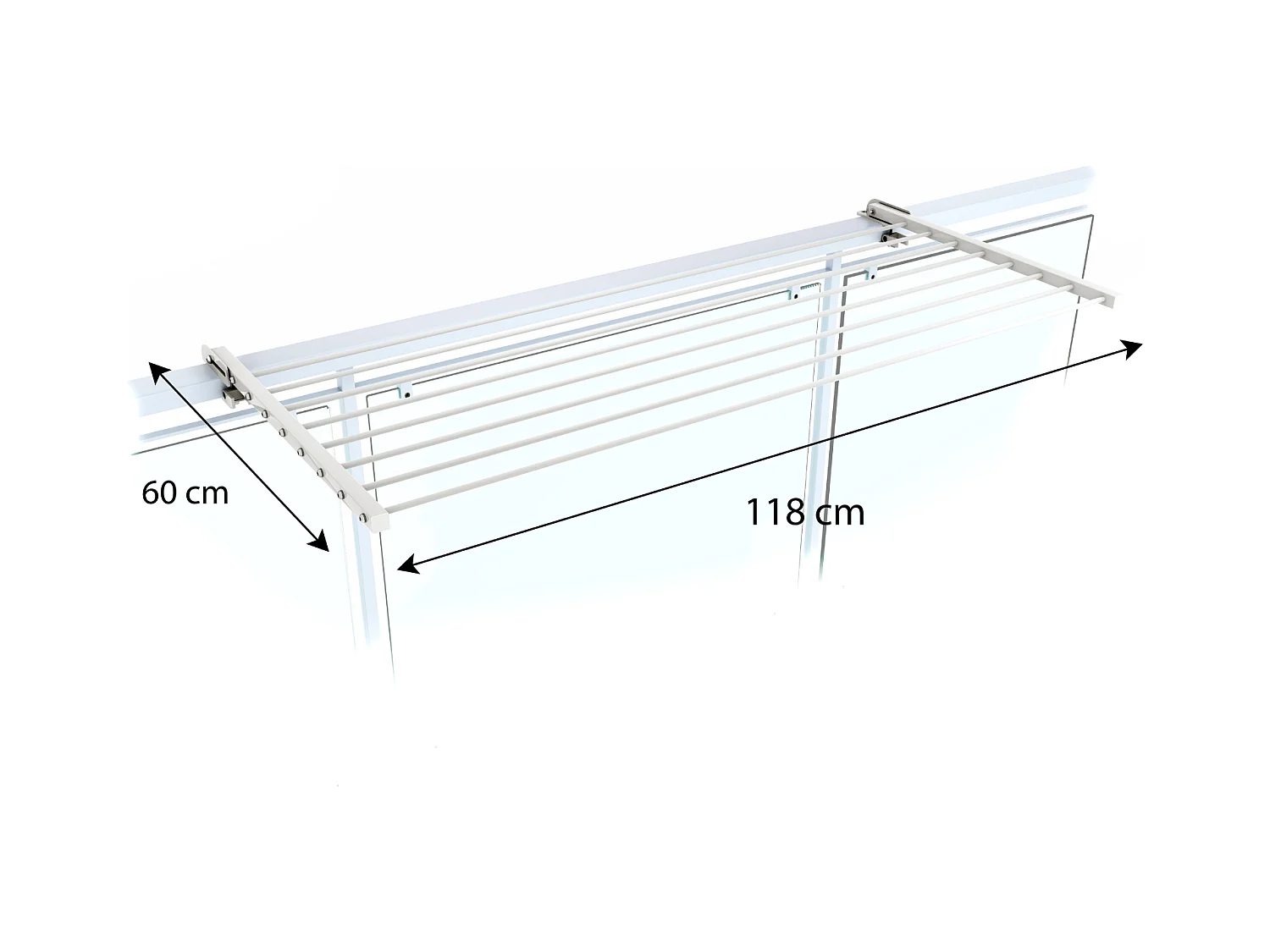 Étendoir balcon pliable et inclinable aluminium résistant – blanc – 118x63x8 cm DUO