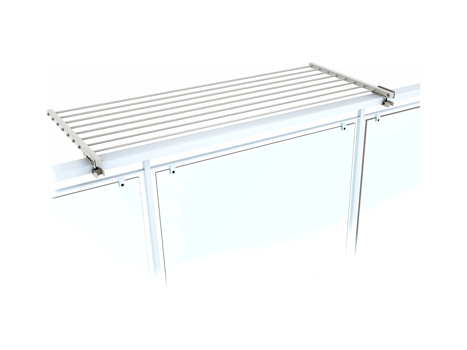 Étendoir balcon pliable et inclinable aluminium résistant – blanc – 118x63x8 cm DUO