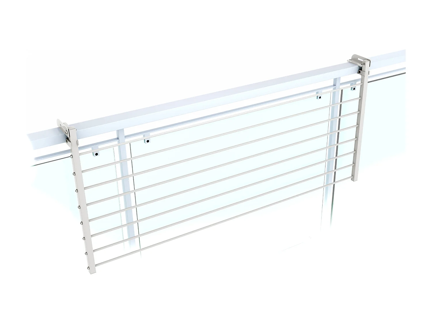 Étendoir balcon pliable et inclinable aluminium résistant – blanc – 118x63x8 cm DUO