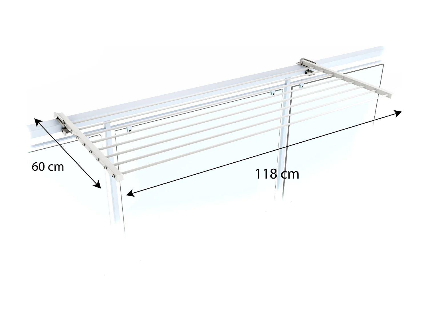 Étendoir balcon pliable et inclinable aluminium résistant – blanc – 118x63x8 cm DUO