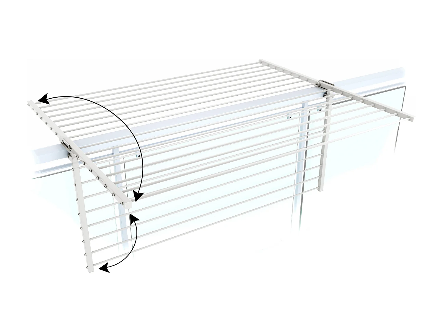 Étendoir balcon pliable et inclinable aluminium résistant – blanc – 118x63x8 cm DUO