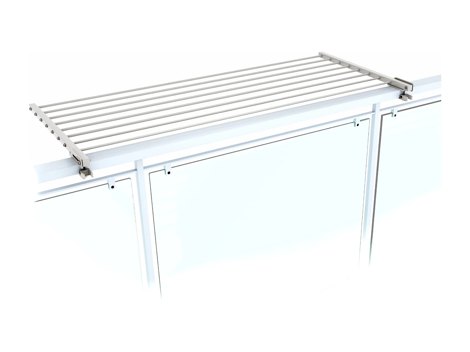 Étendoir balcon pliable et inclinable aluminium résistant – blanc – 118x63x8 cm DUO