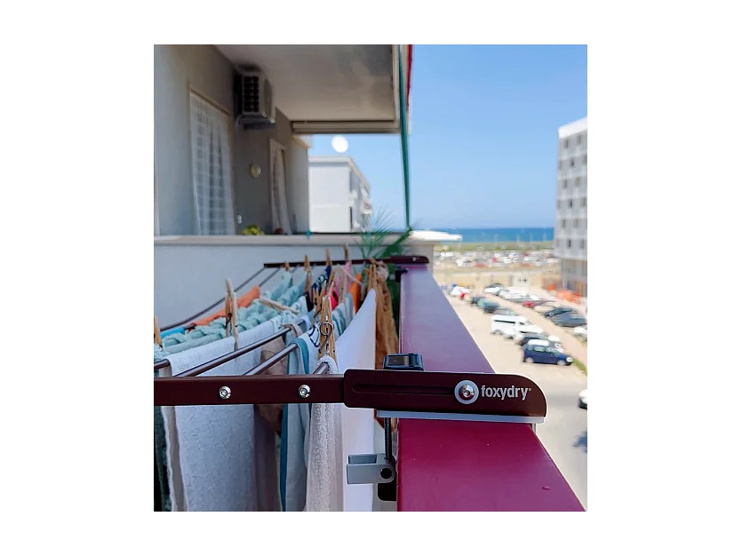 Étendoir balcon pliable et inclinable pour extérieur – corten – 102x63x8 cm DUO