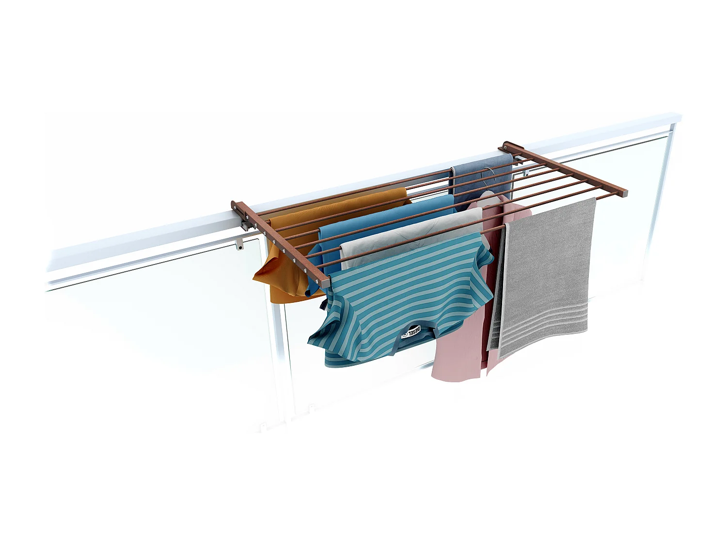 Étendoir balcon pliable et inclinable pour extérieur – corten – 102x63x8 cm DUO