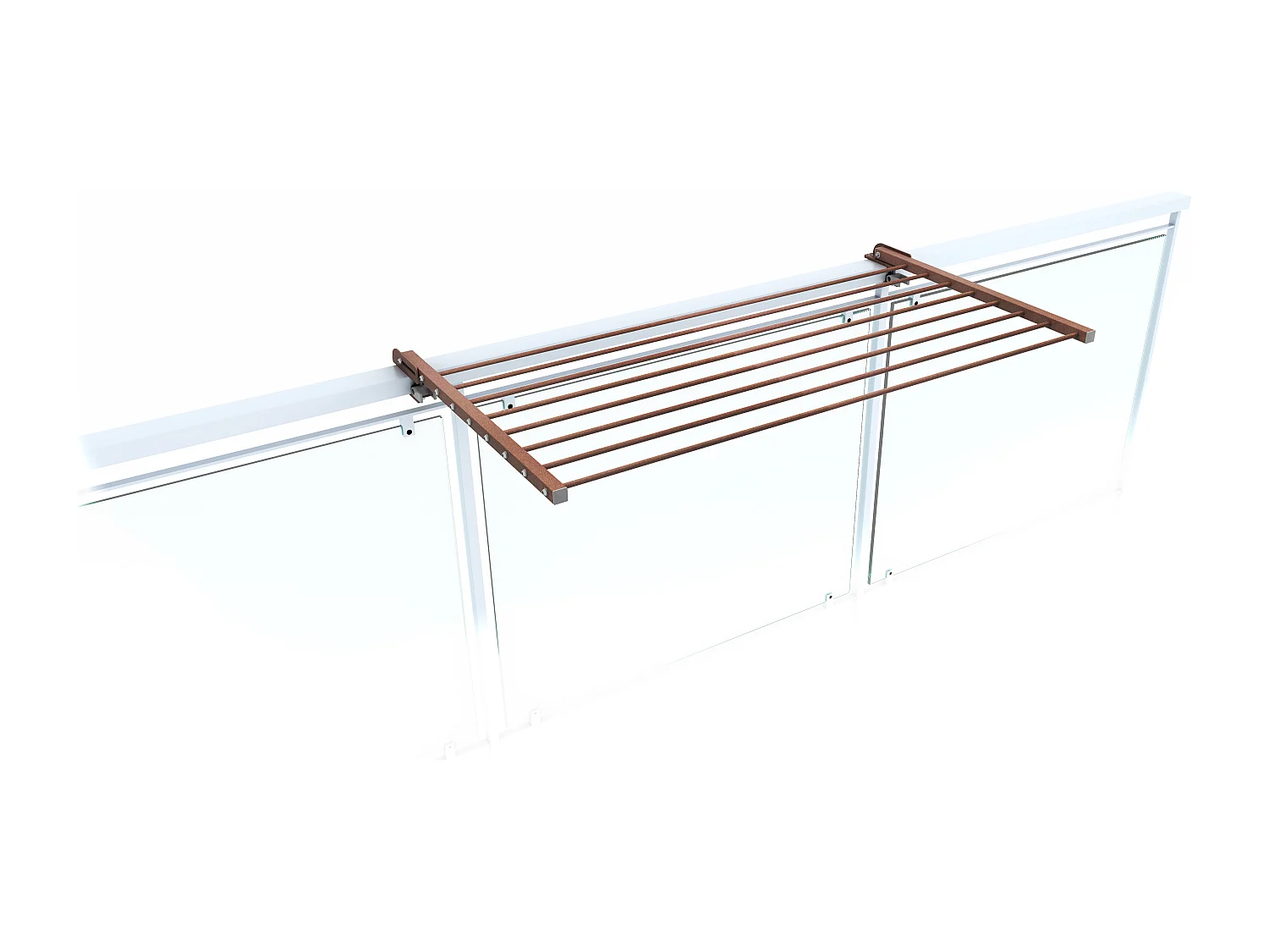 Étendoir balcon pliable et inclinable pour extérieur – corten – 102x63x8 cm DUO