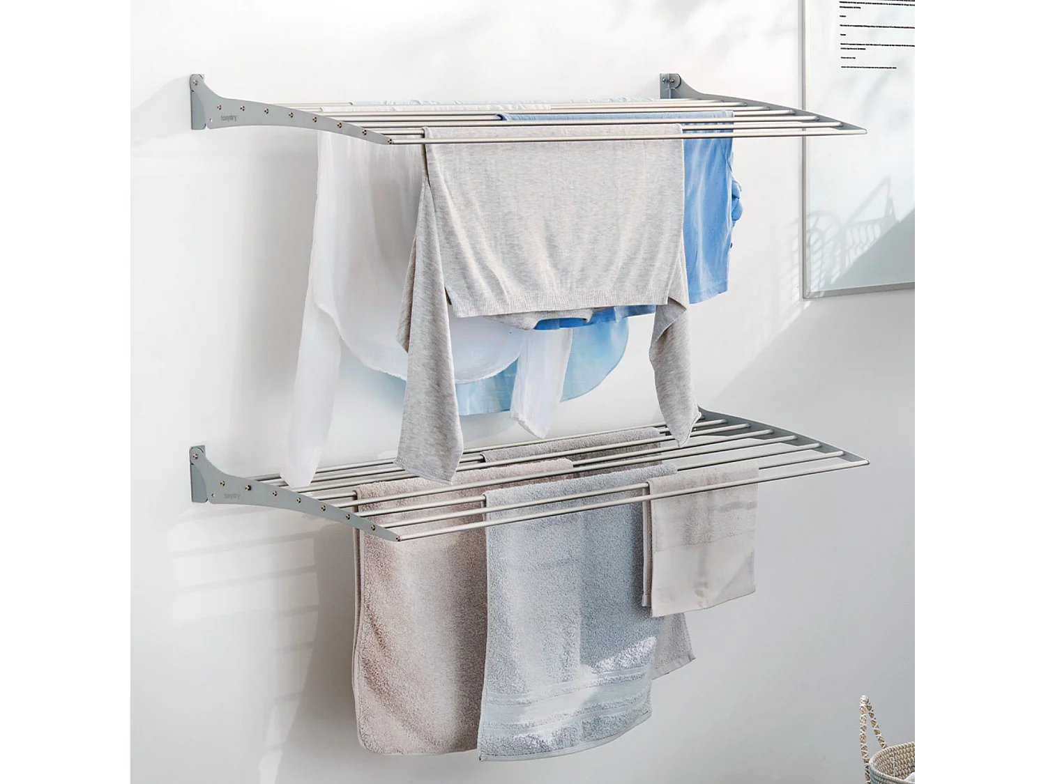 Étendoir à linge mural étendoir mural repliable – gris – 60x50x10 cm Fold Down 60