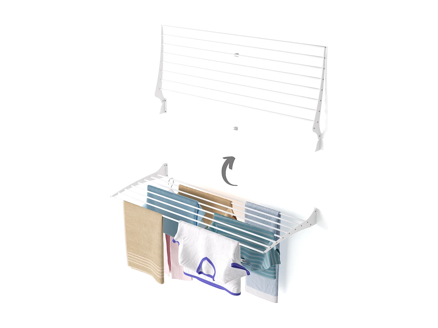 Étendoir à linge mural étendoir mural repliable – blanc – 116x50x10 cm Fold 120