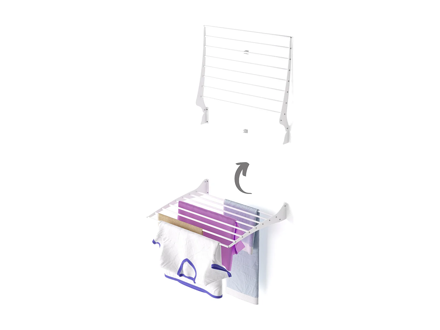 Étendoir à linge mural en aluminium résistant – blanc – 60x50x10 cm Fold 60