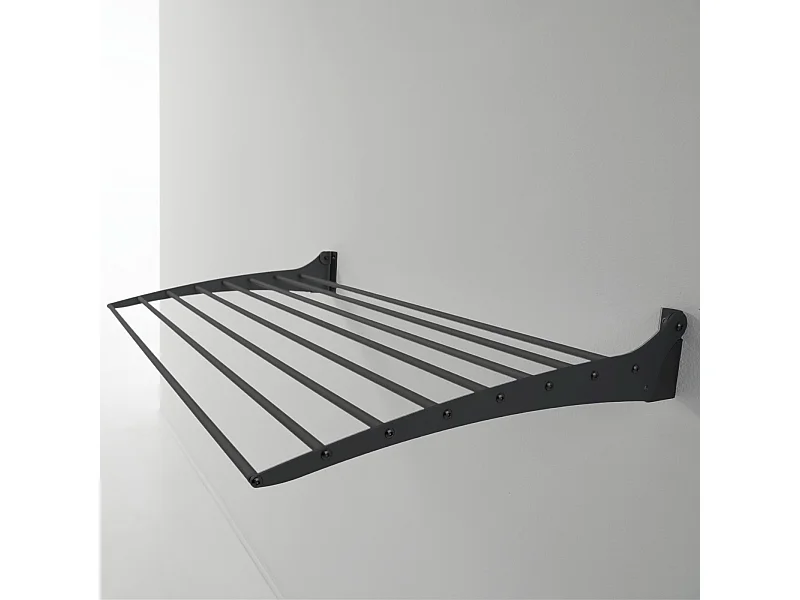 Étendoir à linge mural en aluminium résistant – noir – 116x50x10 cm Fold 120