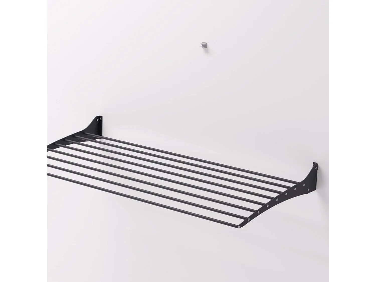 Étendoir à linge mural en aluminium résistant – noir – 116x50x10 cm Fold 120