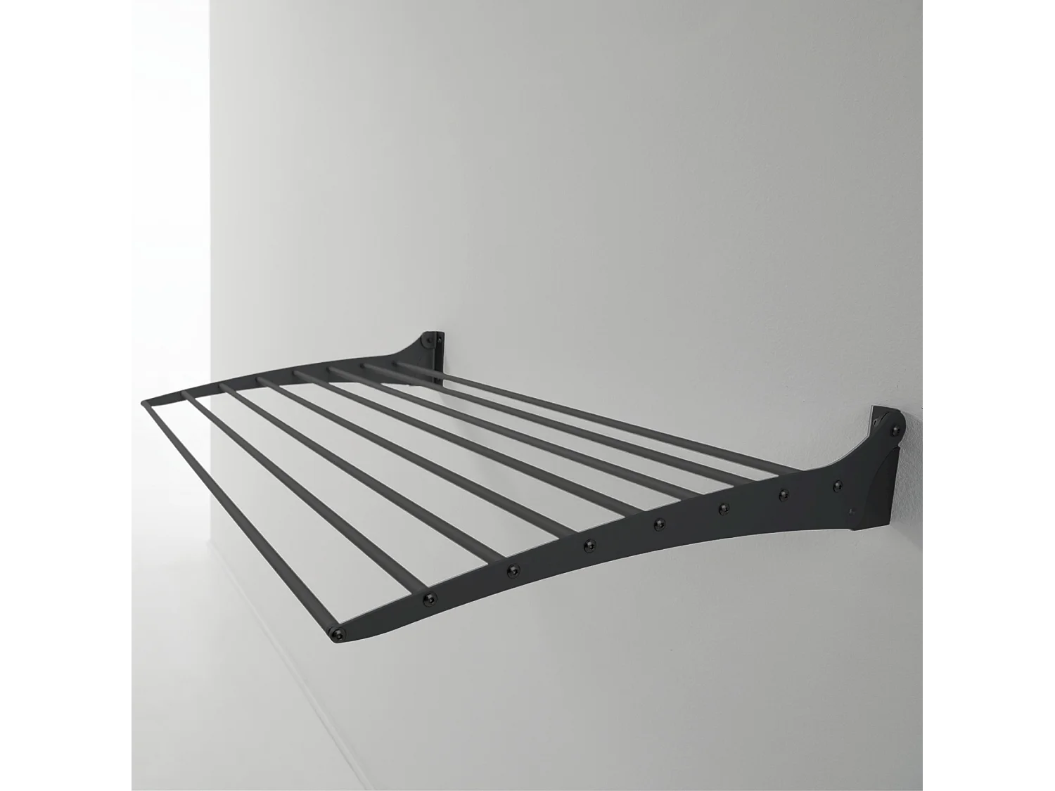 Étendoir à linge mural en aluminium résistant – noir – 116x50x10 cm Fold 120