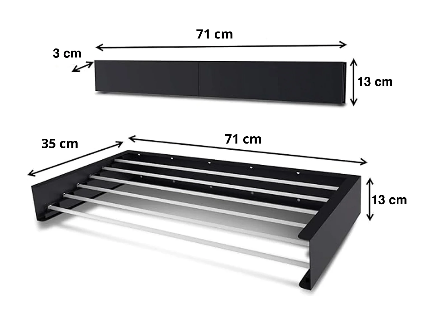 Étendoir mural rétractable en aluminium résistant – anthracite – 71x35x13 cm Hide 70