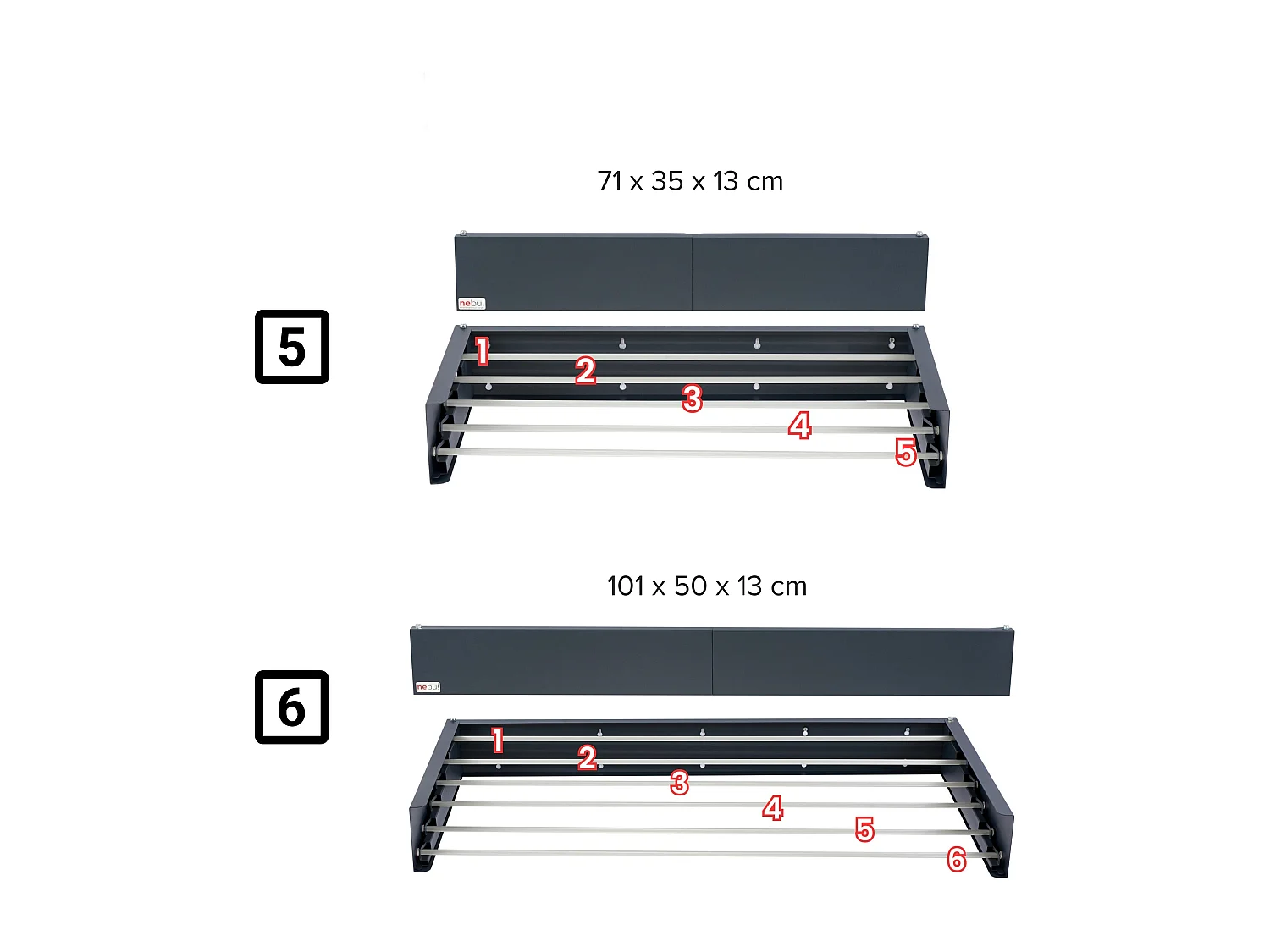 Étendoir mural rétractable en aluminium résistant – anthracite – 71x35x13 cm Hide 70