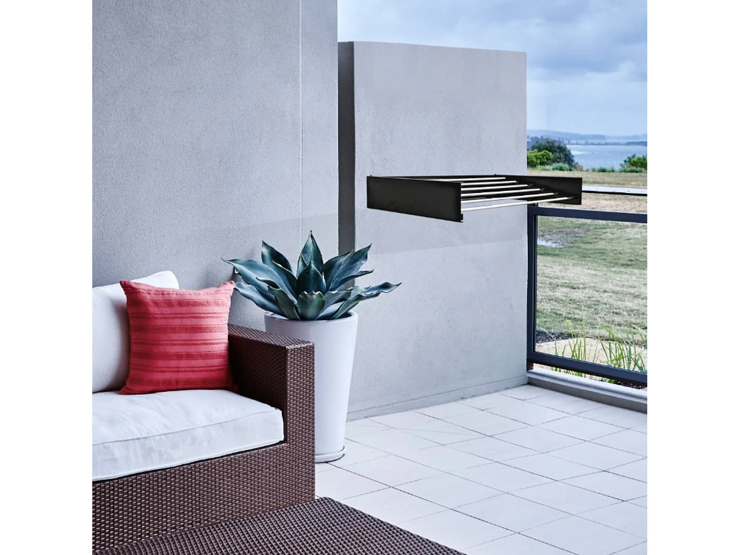 Étendoir mural rétractable en aluminium résistant – anthracite – 71x35x13 cm Hide 70