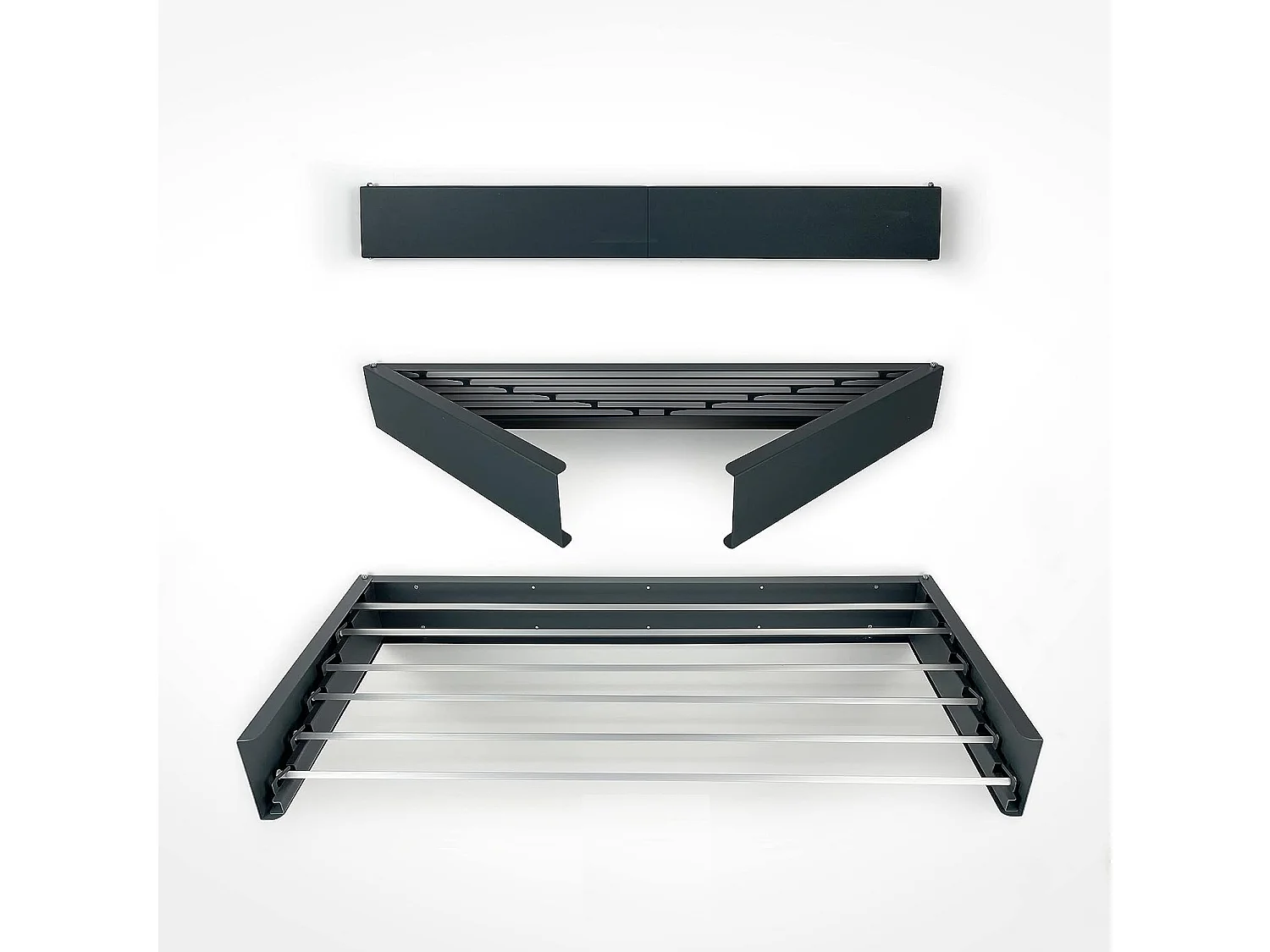 Étendoir mural rétractable en aluminium résistant – anthracite – 71x35x13 cm Hide 70