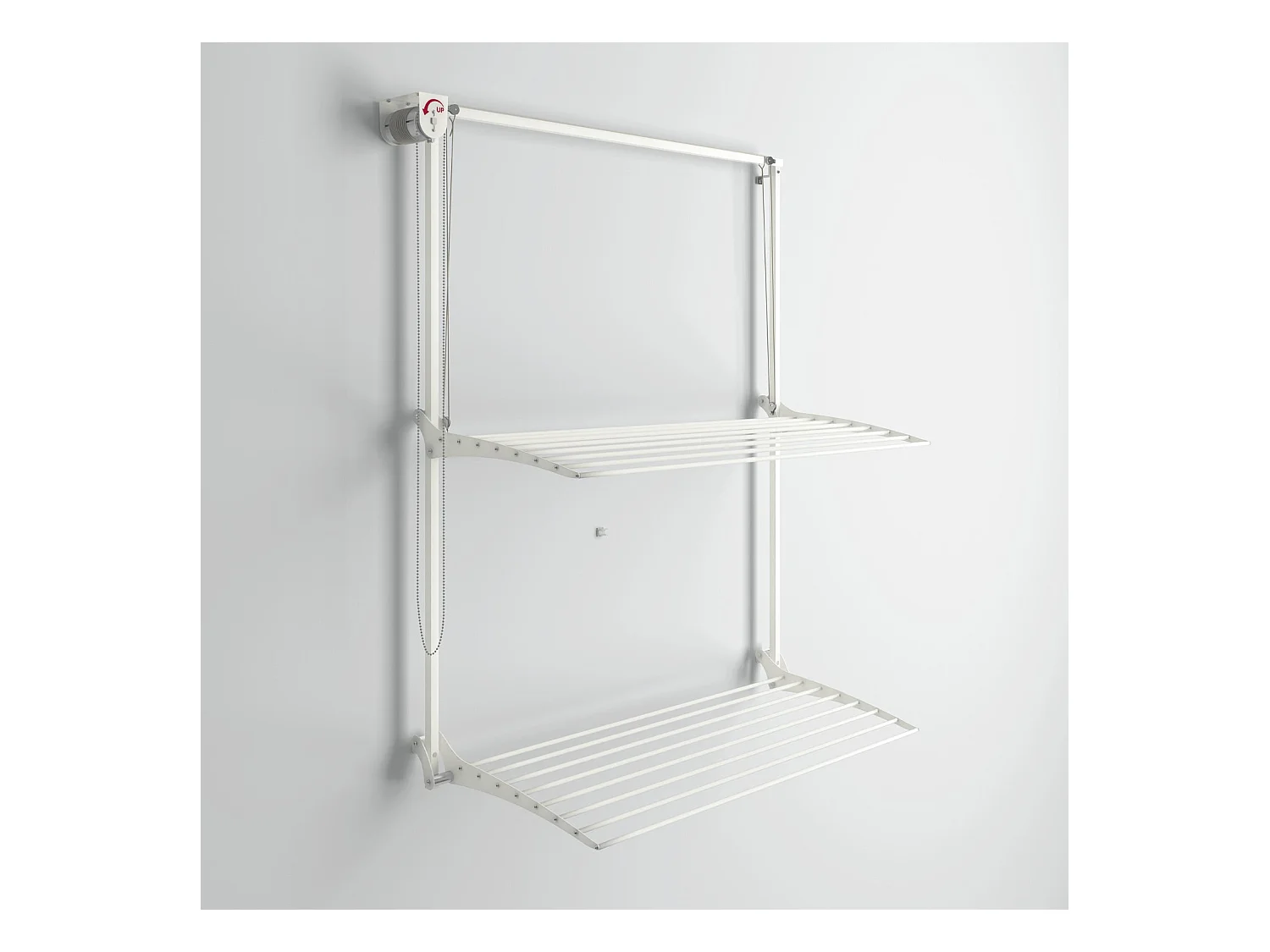 Étendoir mural 2 grilles aluminium résistant – blanc – 88x52x137 cm Wall Plus