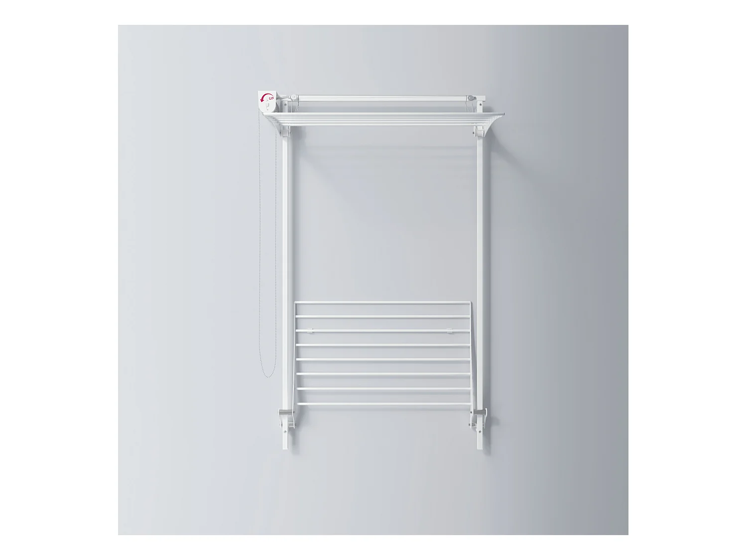 Étendoir mural 2 grilles aluminium résistant – blanc – 88x52x137 cm Wall Plus