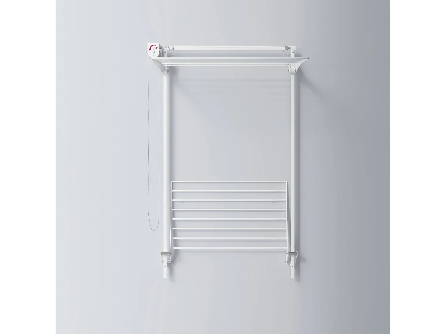 Étendoir mural 2 grilles aluminium résistant – blanc – 88x52x137 cm Wall Plus