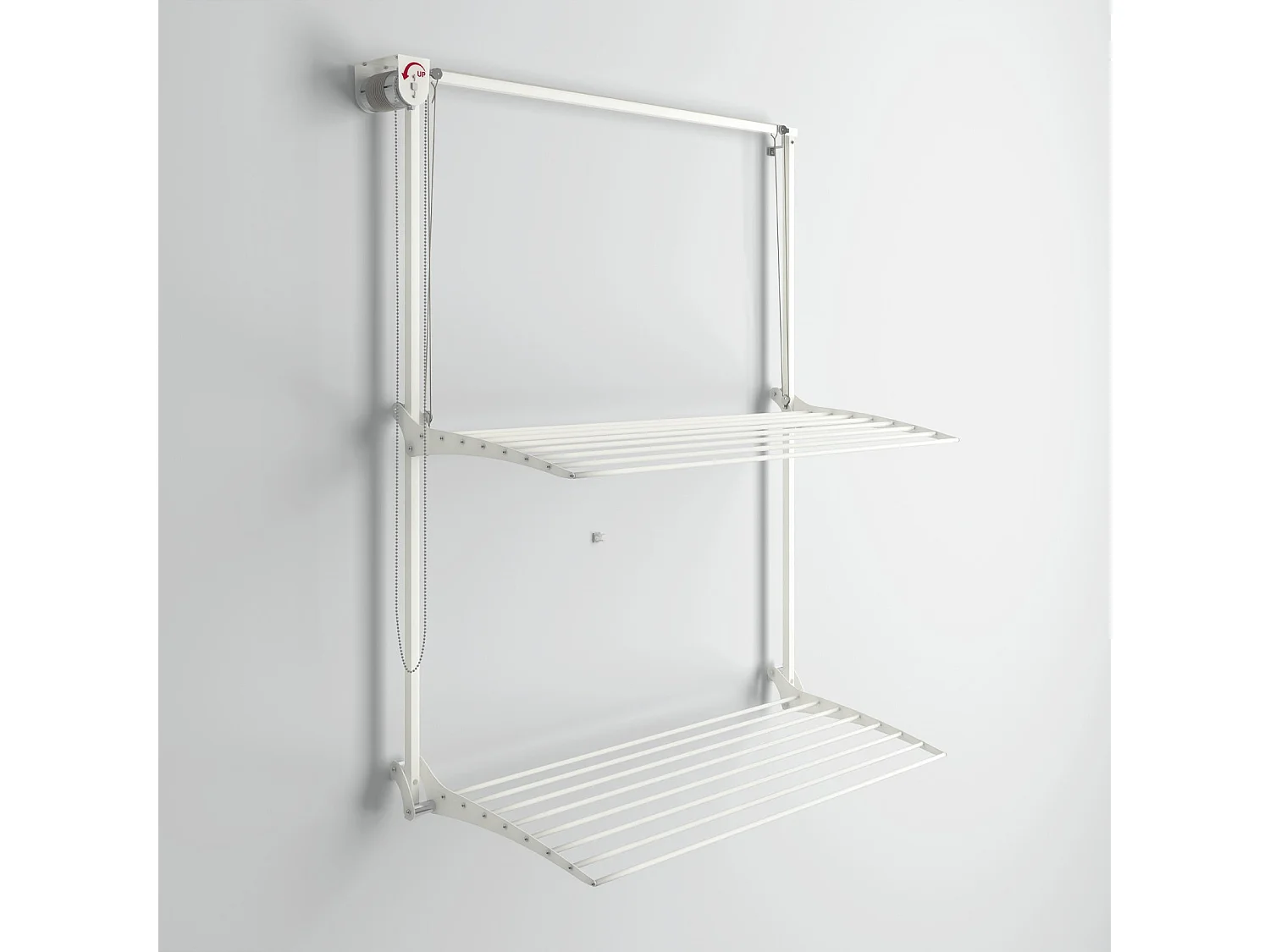 Étendoir mural 2 grilles aluminium résistant – blanc – 88x52x137 cm Wall Plus