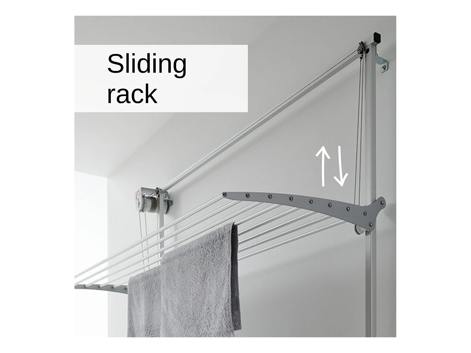 Étendoir mural 3 grilles pliable et réglable en hauteur – gris – 108x52x137 cm Tower