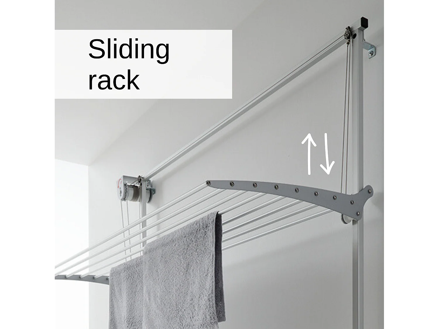 Étendoir mural 3 grilles pliable et réglable en hauteur – gris – 108x52x137 cm Tower